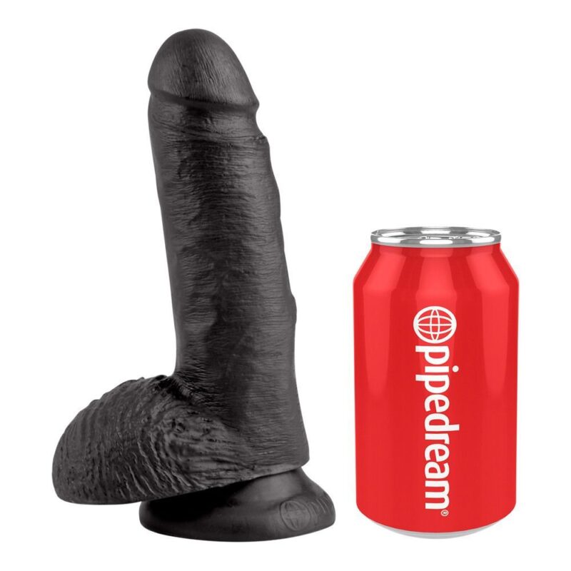 King Cock  -  18 cm Cock with Balls Realistisk Dildo  - sort